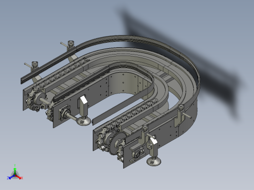 转弯输送线齿形链板环形线正等轴测缩略图