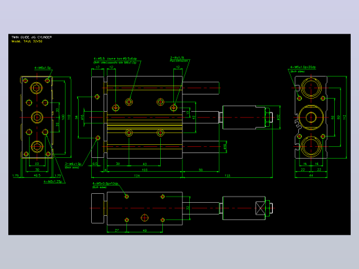 双轴气缸2D-TAUL32x50