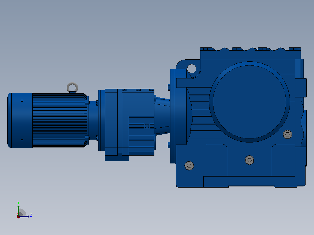 S87R57组合式斜齿-蜗轮蜗杆减速机S87R57-Y0.37-4P-2054-M1-0°-A左视图