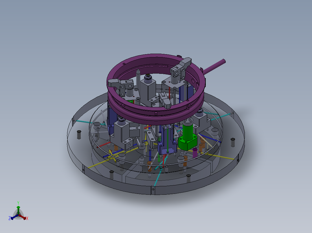 飞轮壳液压工装夹具正等轴测图