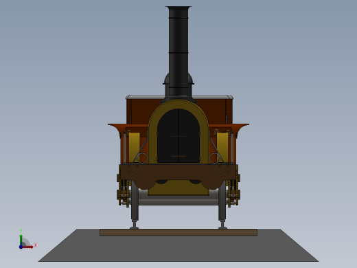 Locomotora蒸汽机车模型3D图纸 Solidworks设计 附平面图前视缩略图