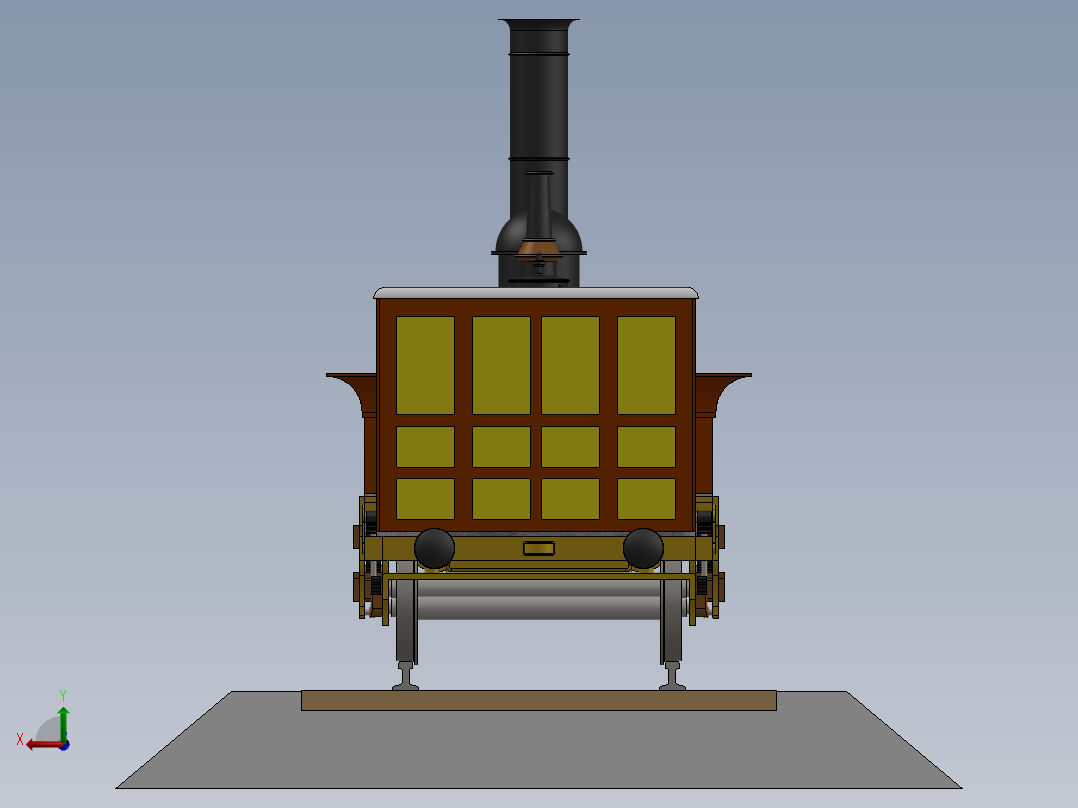 Locomotora蒸汽机车模型3D图纸 Solidworks设计 附平面图后视图