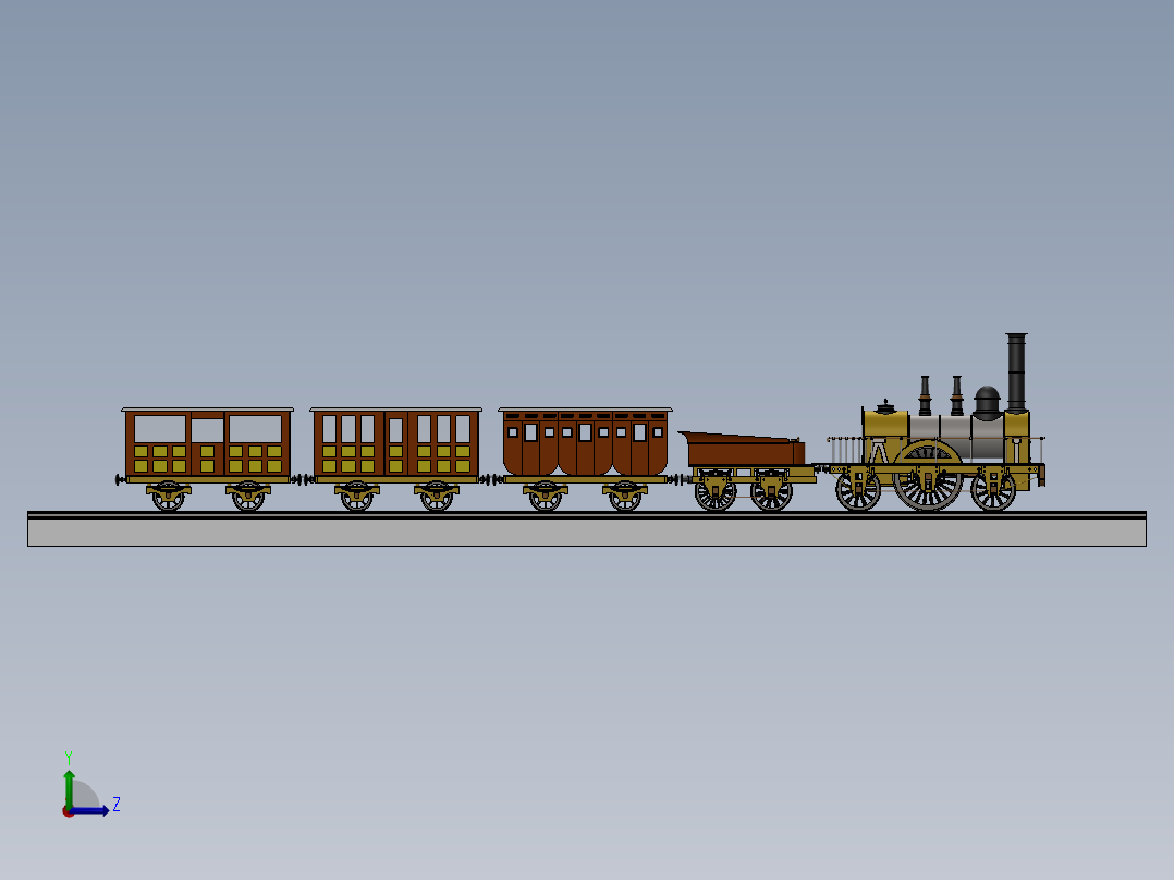 Locomotora蒸汽机车模型3D图纸 Solidworks设计 附平面图左视图