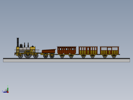 Locomotora蒸汽机车模型3D图纸 Solidworks设计 附平面图右视缩略图
