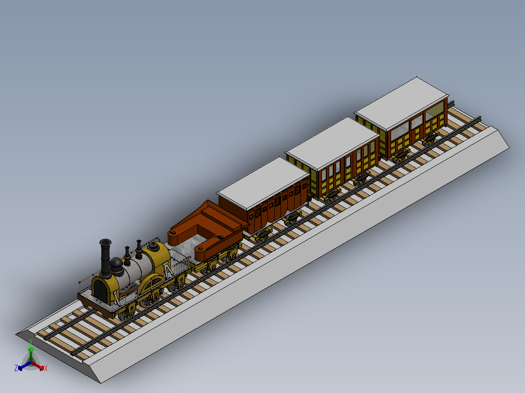 Locomotora蒸汽机车模型3D图纸 Solidworks设计 附平面图正等轴测图