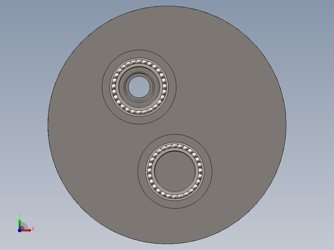 内外轴不同旋向的传动机构3D模型前视图