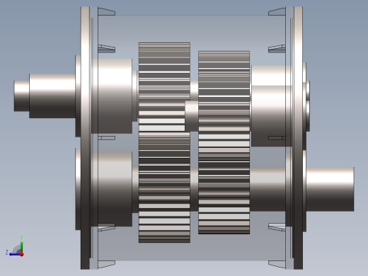 内外轴不同旋向的传动机构3D模型右视缩略图