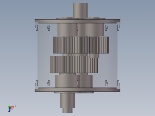 内外轴不同旋向的传动机构3D模型俯视缩略图