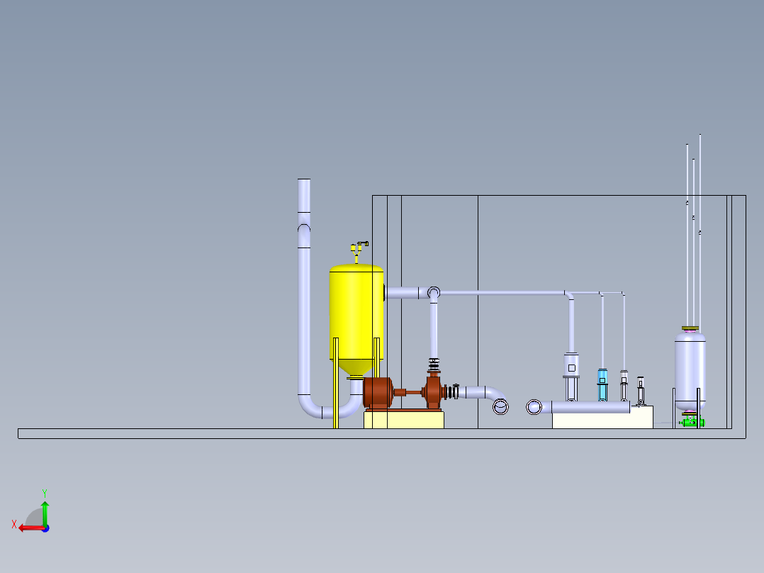 solidworks 水表校验装置的泵系统后视图