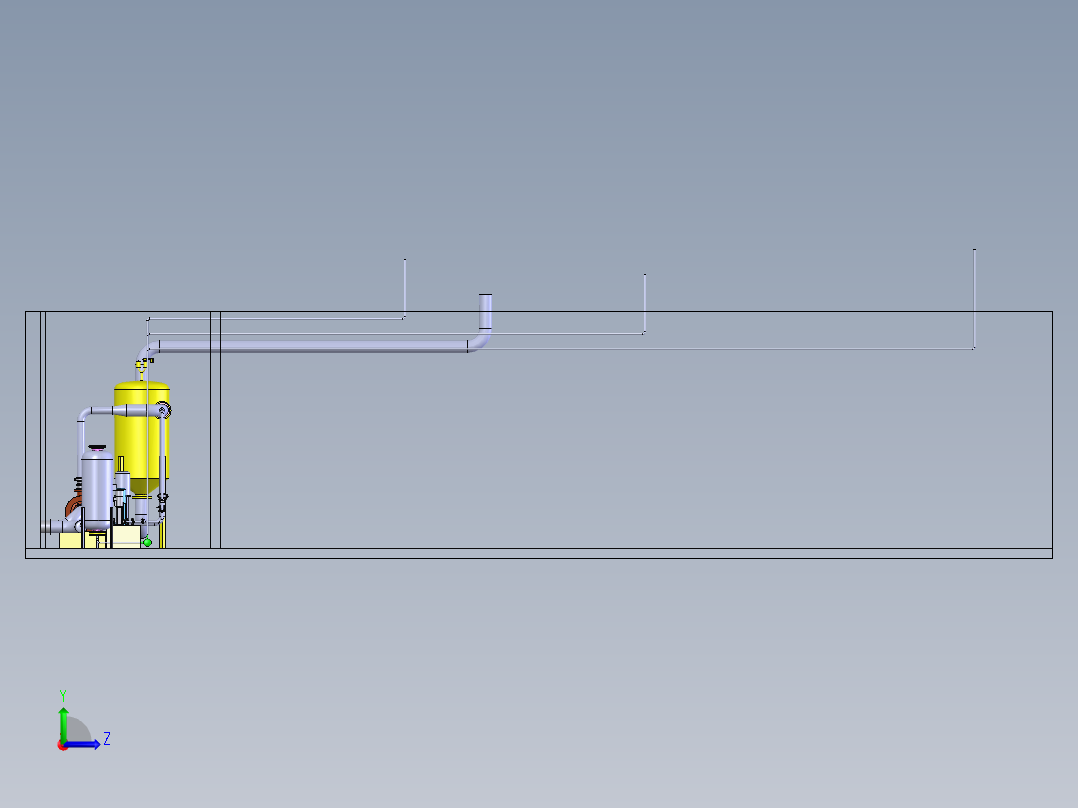 solidworks 水表校验装置的泵系统左视图