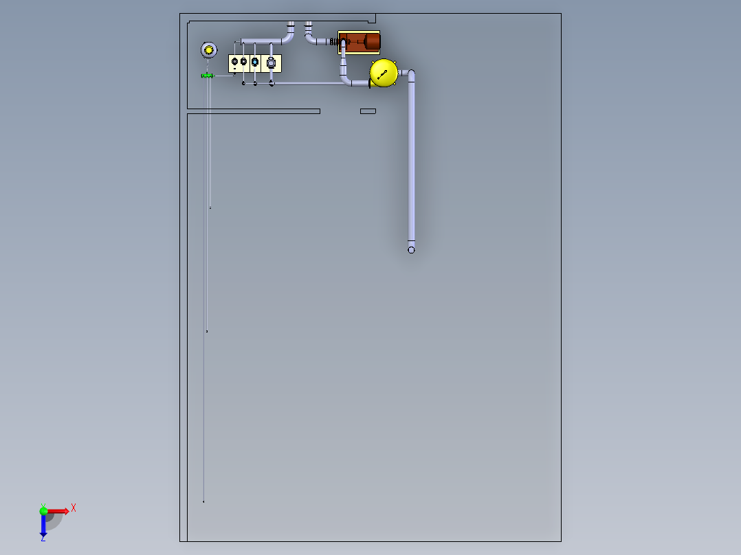 solidworks 水表校验装置的泵系统俯视图