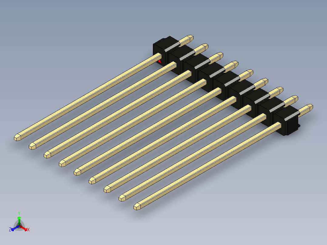 彩色公头100mil（2.54mm）系列-DS1021_black_1x09p_100mil_Type43_rev1.0主视图