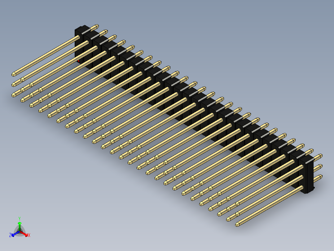 彩色公头100mil（2.54mm）系列-DS1021_black_3x26p_100mil_Type19_rev1.0正等轴测图