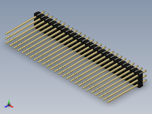 彩色公头100mil（2.54mm）系列-DS1021_black_3x26p_100mil_Type19_rev1.0正等轴测缩略图