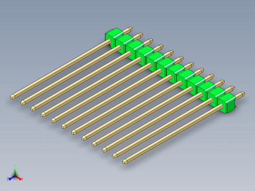 彩色公头100mil（2.54mm）系列-DS1021_green_1x12p_100mil_Type43_rev1.0正等轴测缩略图