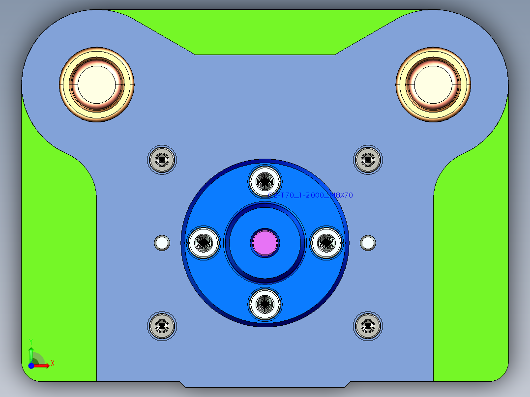 铁芯片冲孔落料复合模（CAD图+Proe三维）前视图