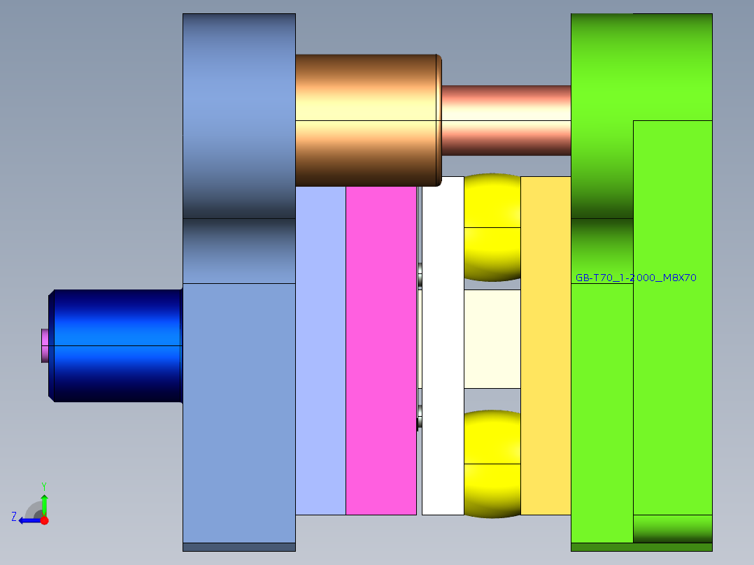 铁芯片冲孔落料复合模（CAD图+Proe三维）右视图