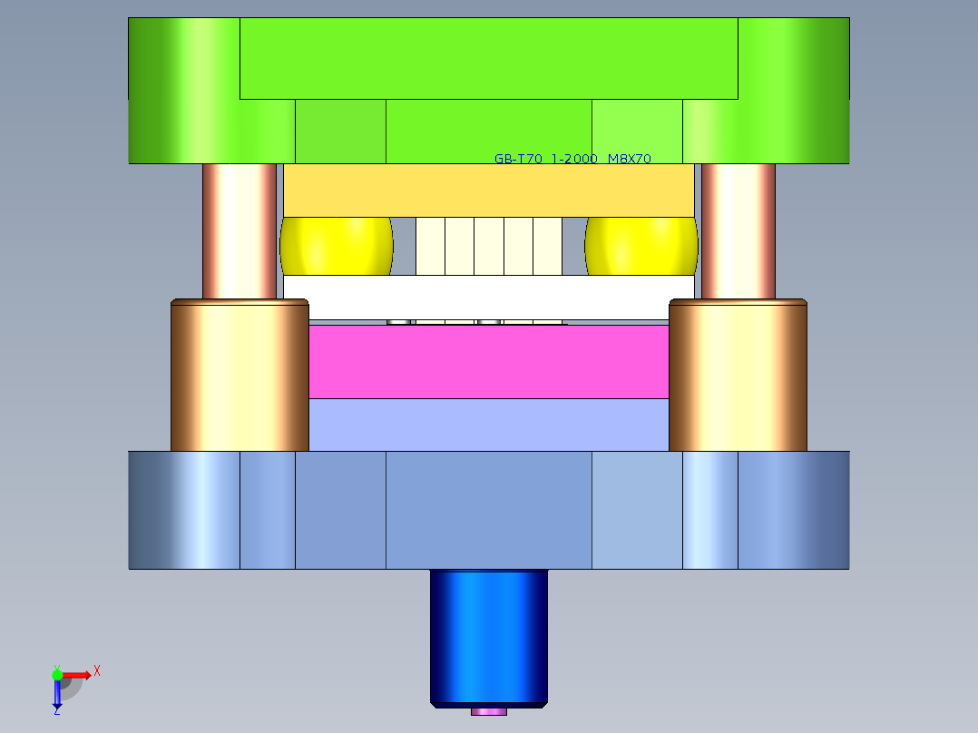 铁芯片冲孔落料复合模（CAD图+Proe三维）俯视图