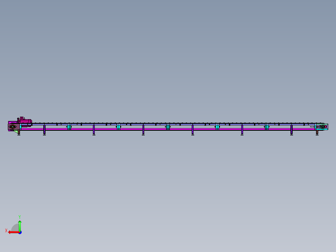粉碎物料直线隔板皮带机后视图