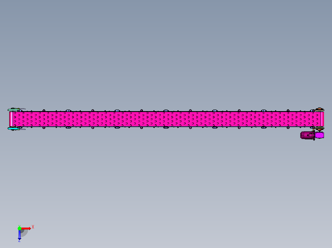 粉碎物料直线隔板皮带机俯视图