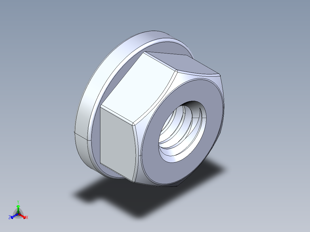 法兰螺母-14-FN.STEP正等轴测图
