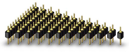 2.54毫米PCB连接器,单排,双头圆排针，100密耳，2.54毫米，1x1~1x12针，DIP接头，单排双头圆形针缩略图