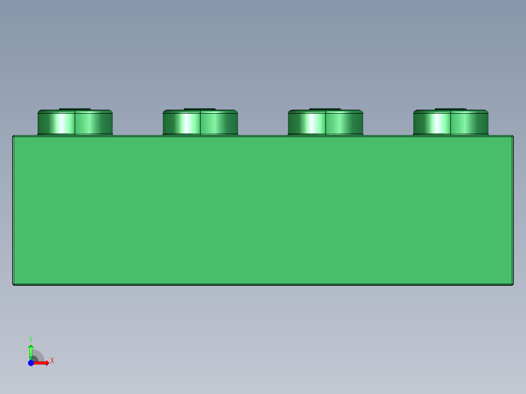 乐高套装 4421基本积木-4112838 - 3010 Dark Green Brick 1 x 4.STEP前视图