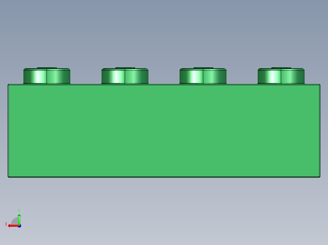 乐高套装 4421基本积木-4112838 - 3010 Dark Green Brick 1 x 4.STEP后视图