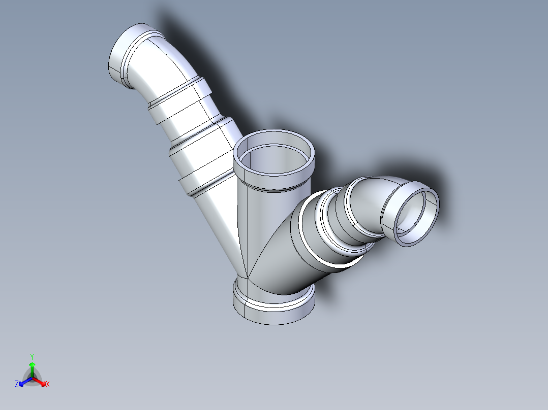 船舶管路系统S12_SeaDrainPLUS_DoubleComboReducingWye-SxSxSxS_37E268235_4x3in Sea Drain Plus - Double Combo Reducing Wye - SxSxSxS正等轴测图