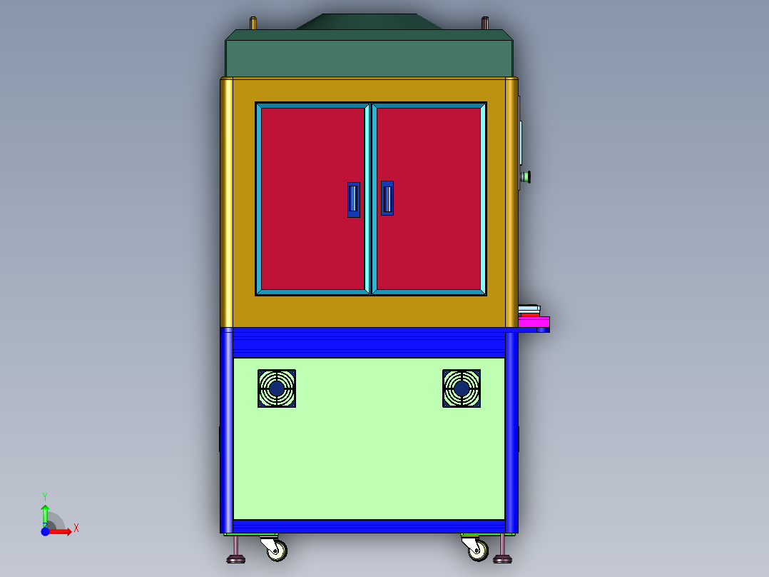 SMT电子料盘放置物料贴标机前视图