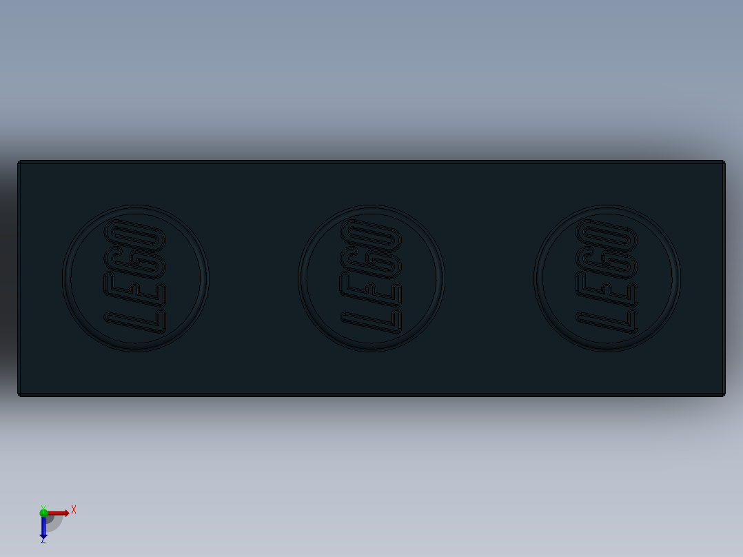 乐高套装 4421基本积木-362226 Black Brick 1 x 3.SLDPRT俯视图