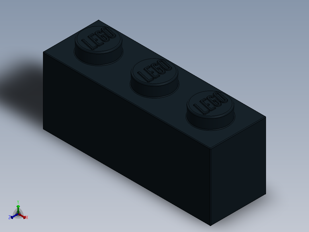 乐高套装 4421基本积木-362226 Black Brick 1 x 3.SLDPRT正等轴测图