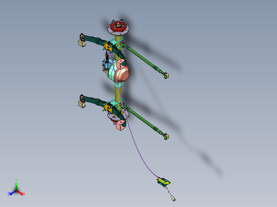 三轮车车桥正等轴测图