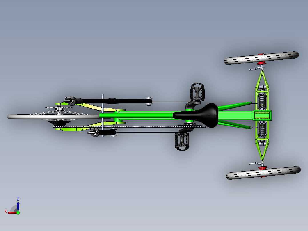 创意三轮车--sw俯视图