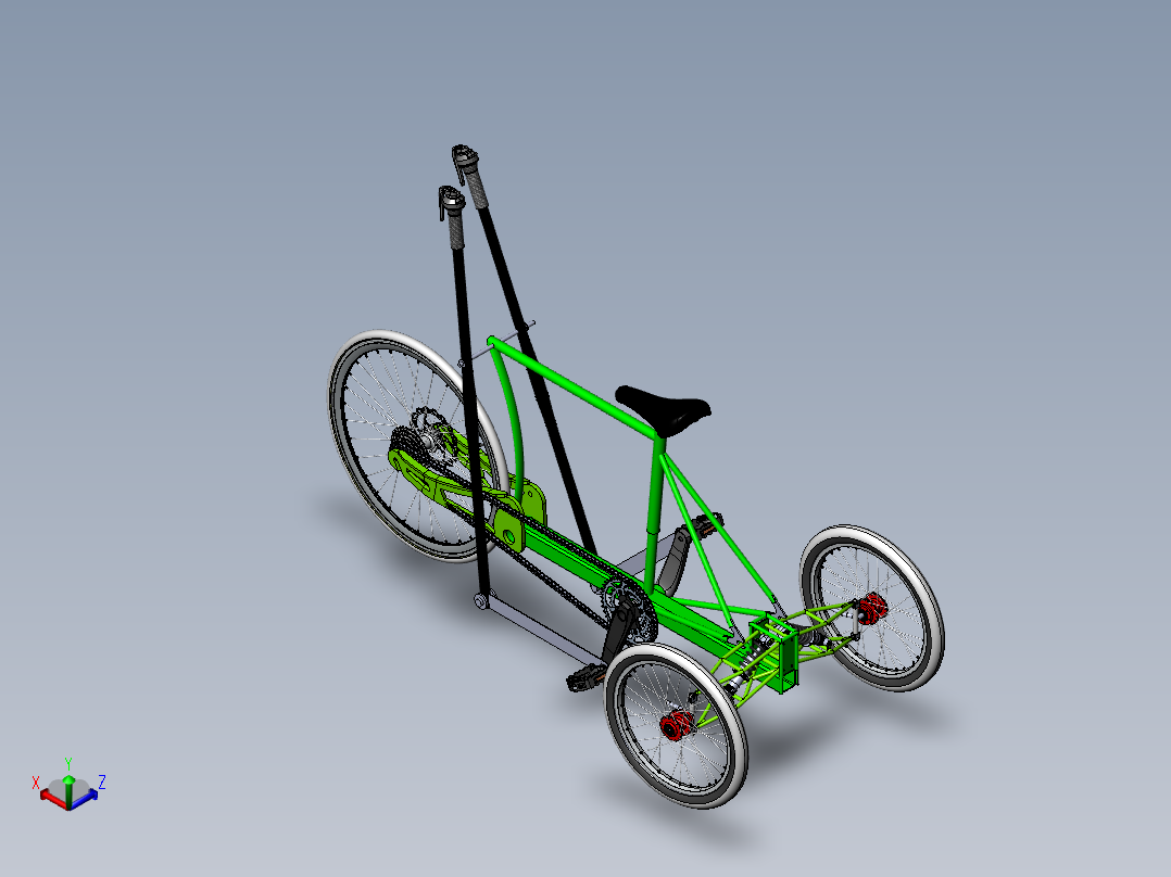 创意三轮车--sw正等轴测图