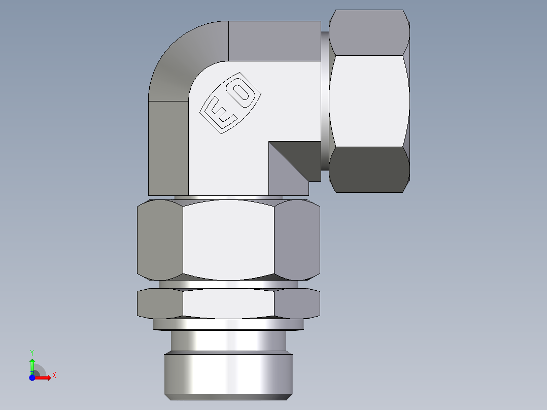 卡套式工业通用硬管接头EO_Assembled_adjustable_standpipe_elbow_EVW28LR71前视图