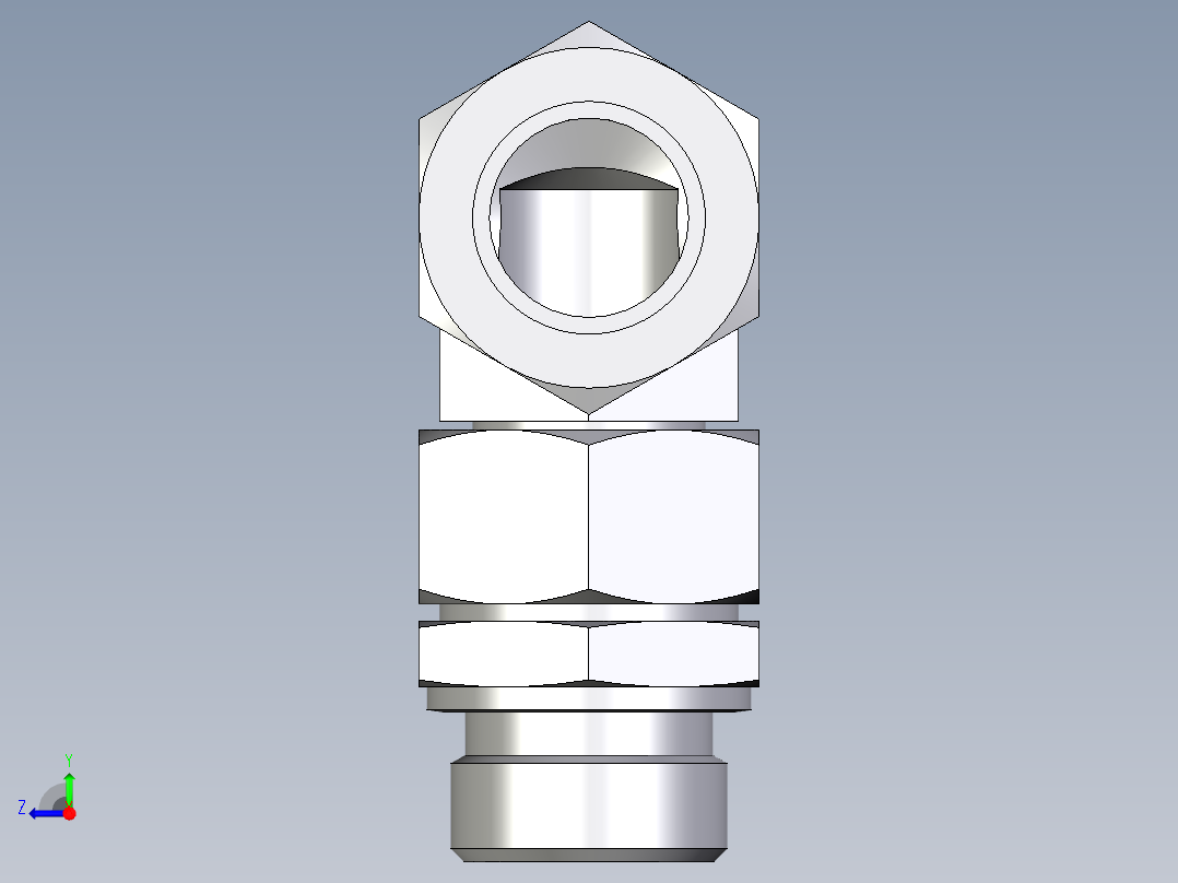 卡套式工业通用硬管接头EO_Assembled_adjustable_standpipe_elbow_EVW28LR71右视图