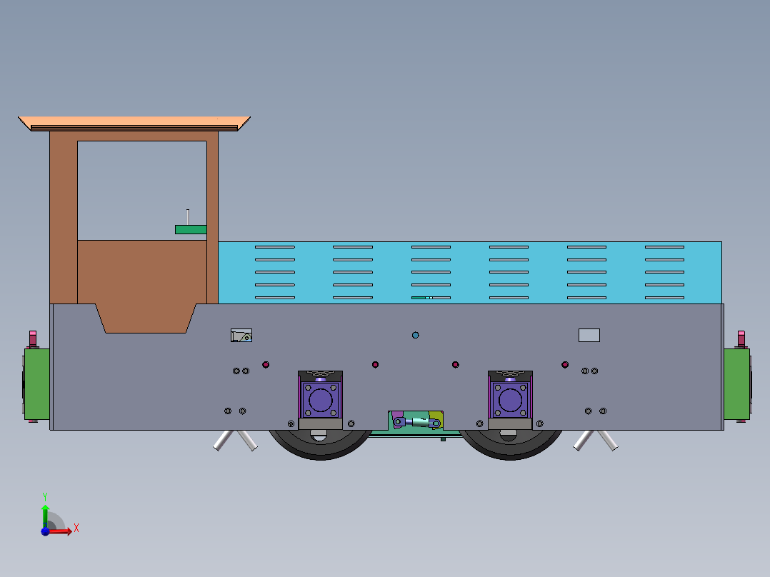5t轨道矿车牵引车sw18可编辑前视图