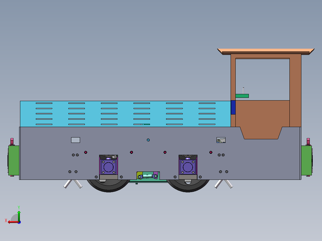 5t轨道矿车牵引车sw18可编辑后视图
