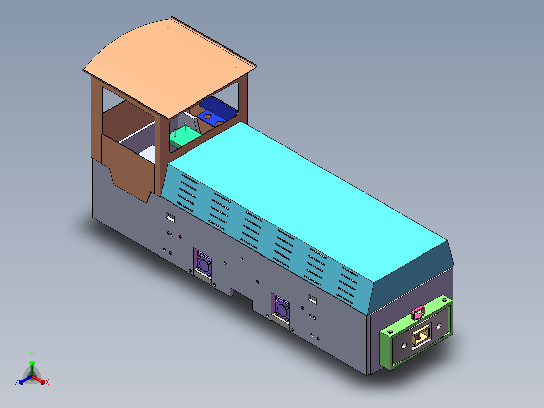 5t轨道矿车牵引车sw18可编辑正等轴测图