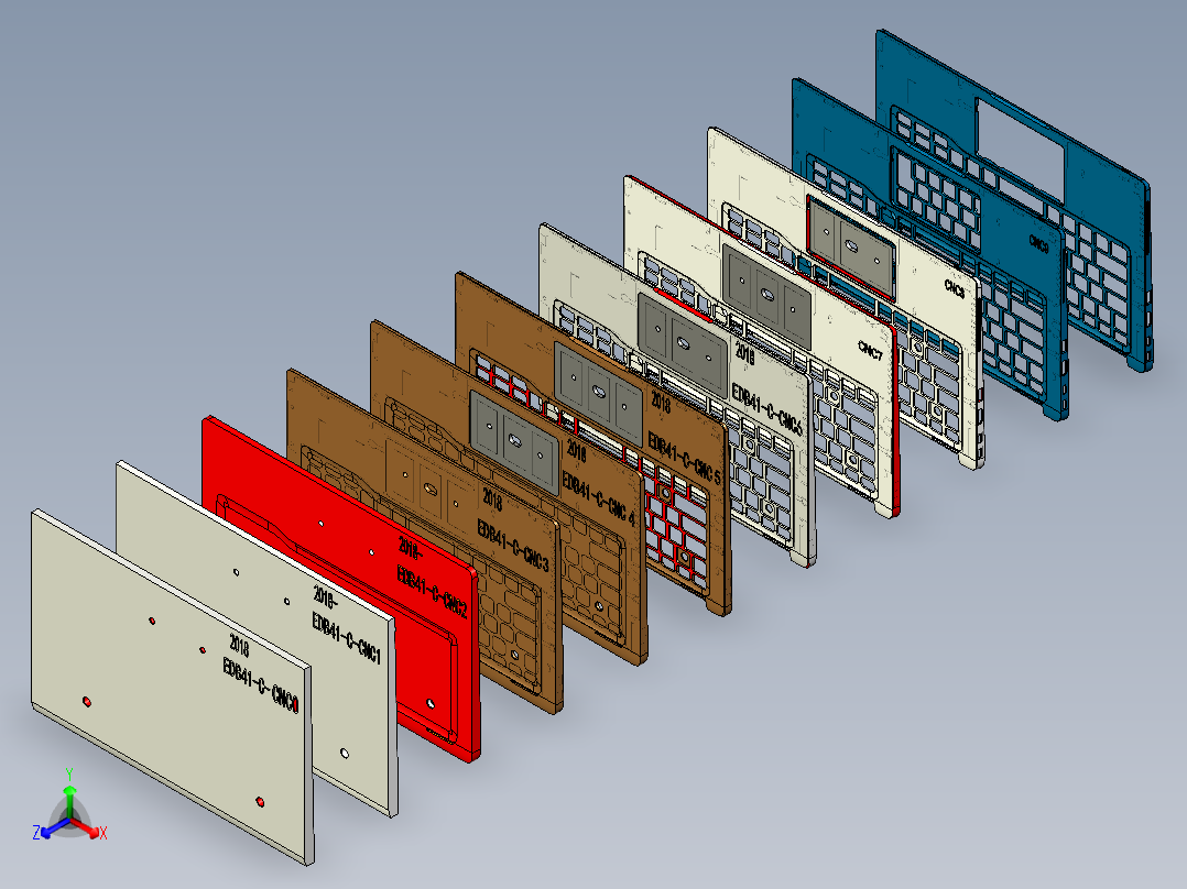 EDB41-C-笔记本CNC工装夹具三维模型4CELL-JP版本正等轴测图