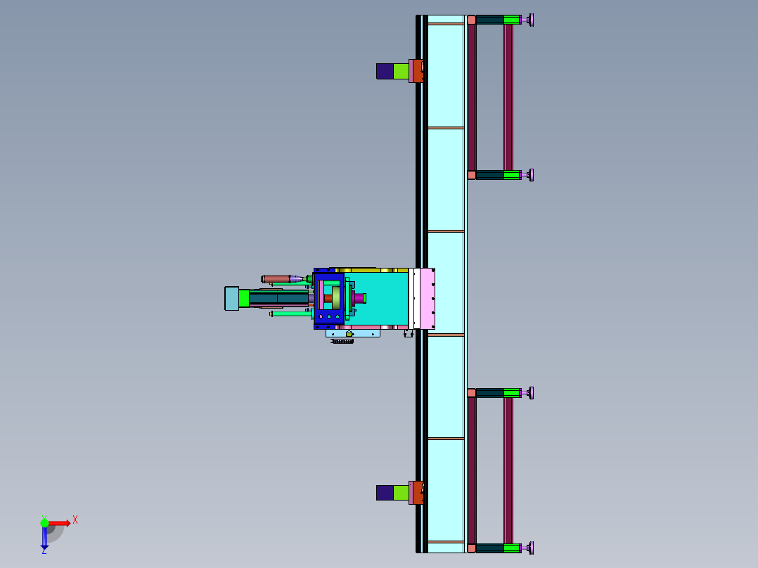 弯曲杆压直装置俯视图