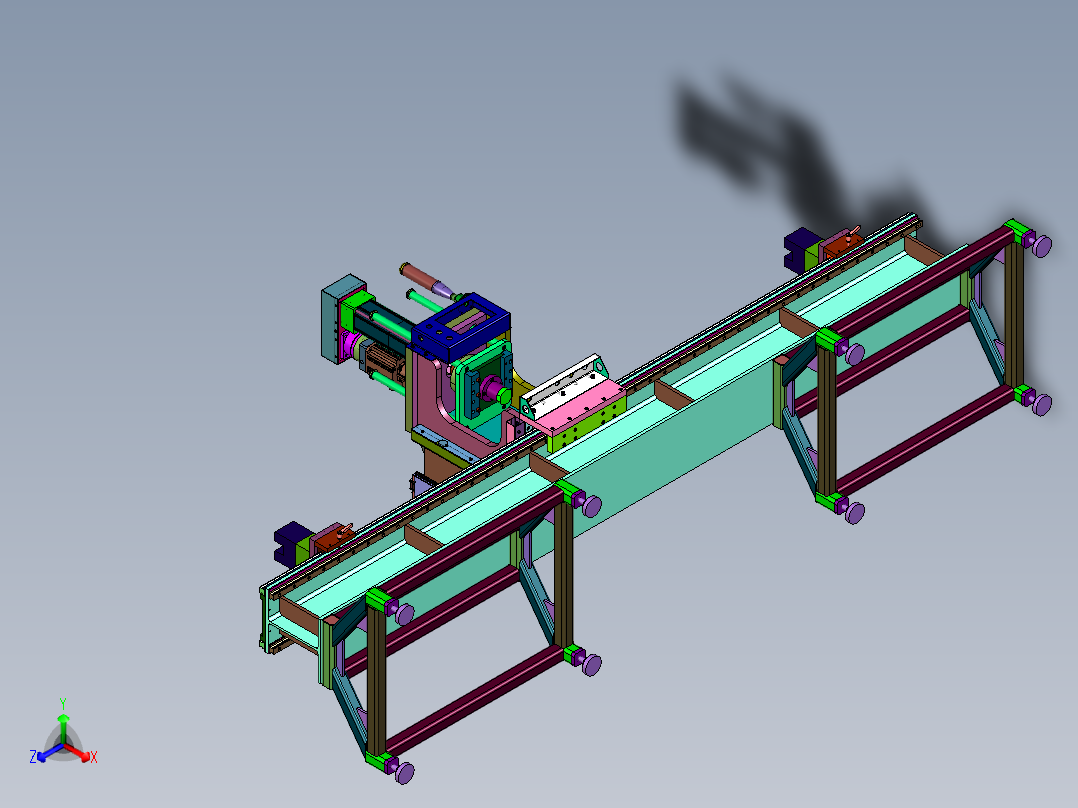 弯曲杆压直装置正等轴测图