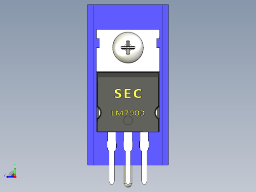 LM7903蓝色散热器25 x 12 6 x 6 5 mm孔18 3mm销固定.stp右视缩略图