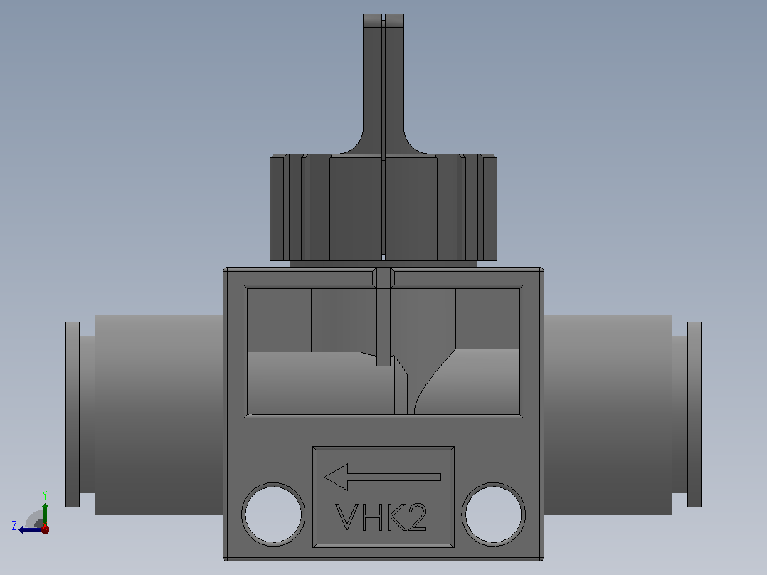 VHK系列P快速接头A快速接头二通三通手动阀[VHK2R-04F-04F]右视图