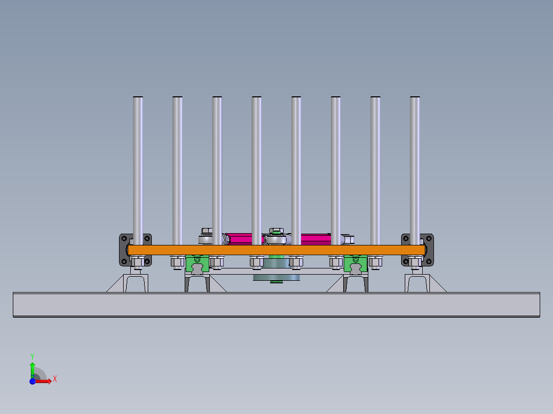 对中夹紧机构前视图