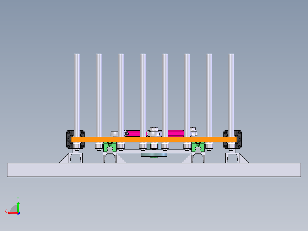 对中夹紧机构后视图