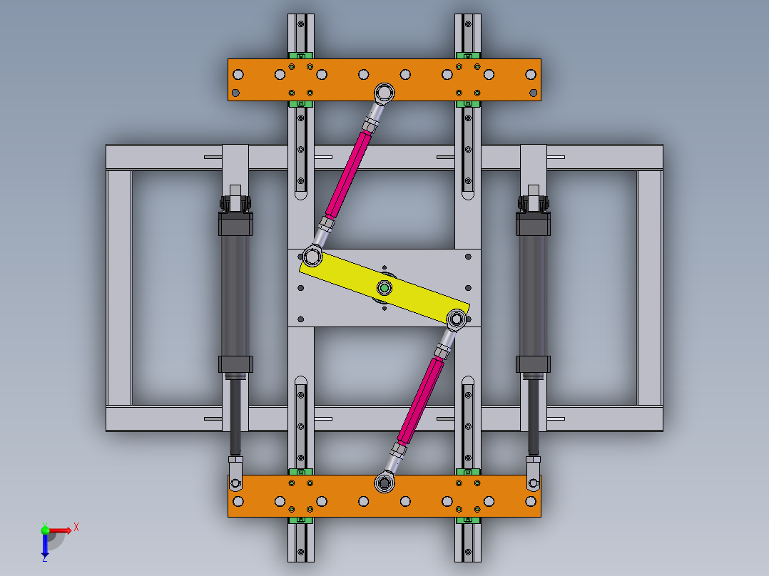 对中夹紧机构俯视图