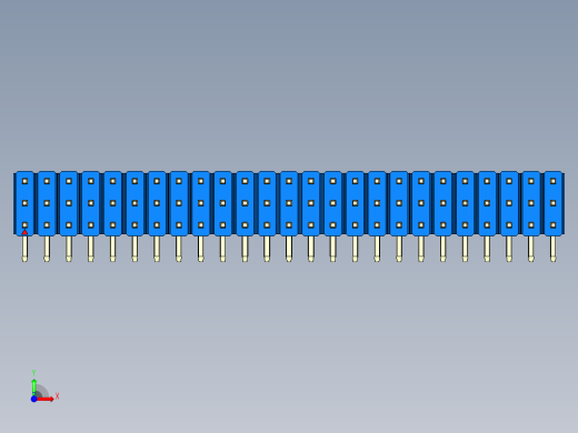 彩色公排针 100mil 2.54mm 系列-DS1022_blue_3x25p_100mil_TypeD_rev1.0前视缩略图