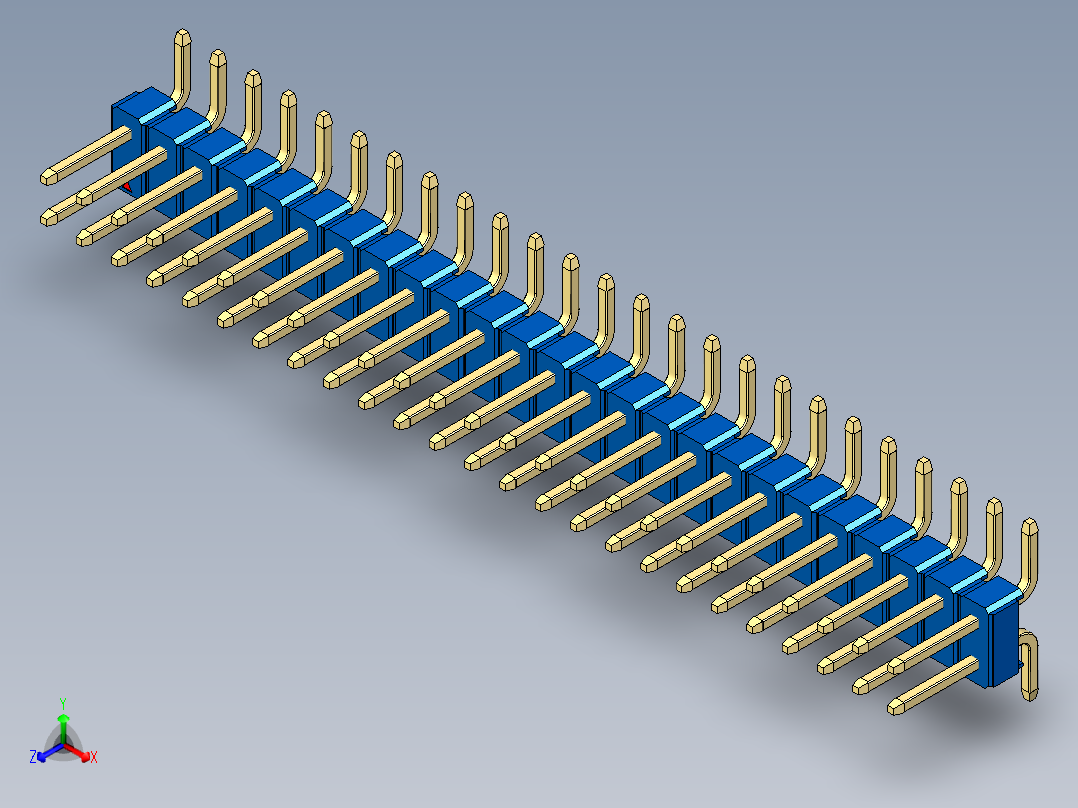 彩色公排针 100mil 2.54mm 系列-DS1022_blue_50p_100mil_TypeSMT_rev1.0主视图